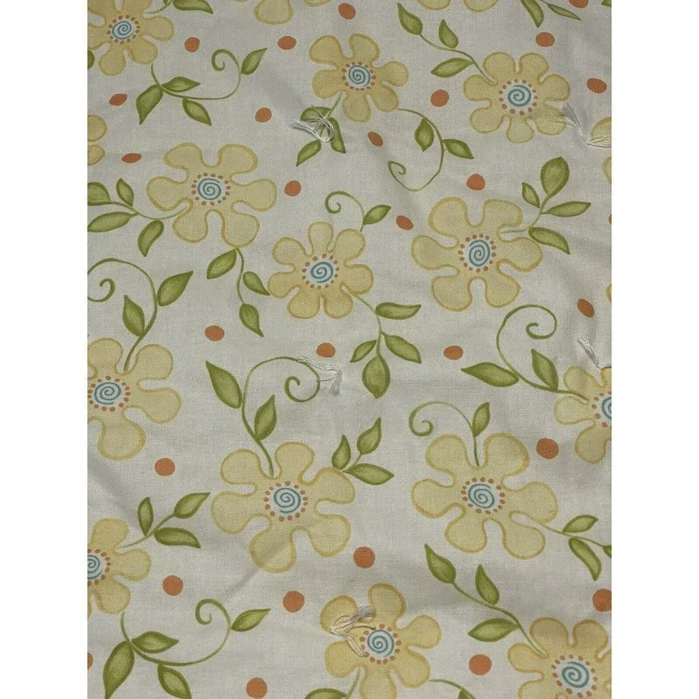 Vintage Handmade Baby Ruffle Yellow Floral Blanket